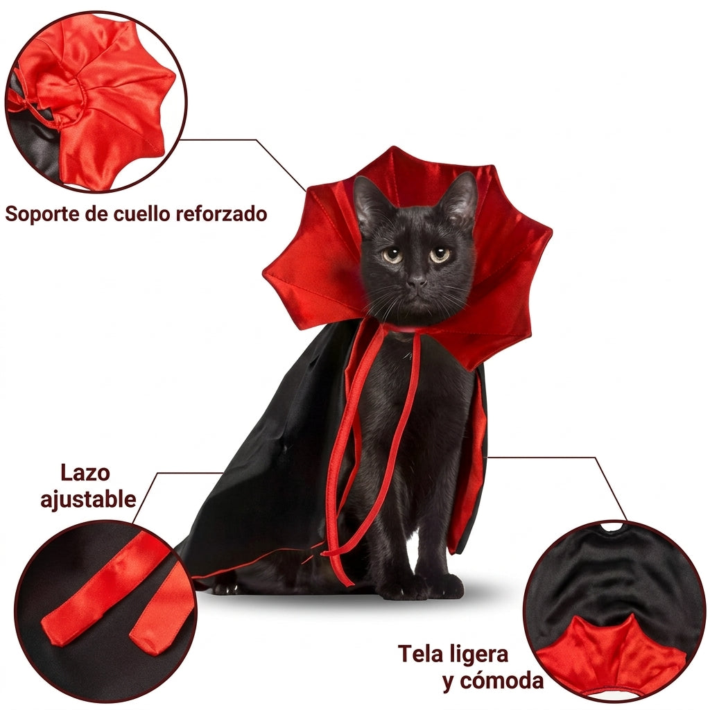 Capa de vampiro ajustable para perros y gatos