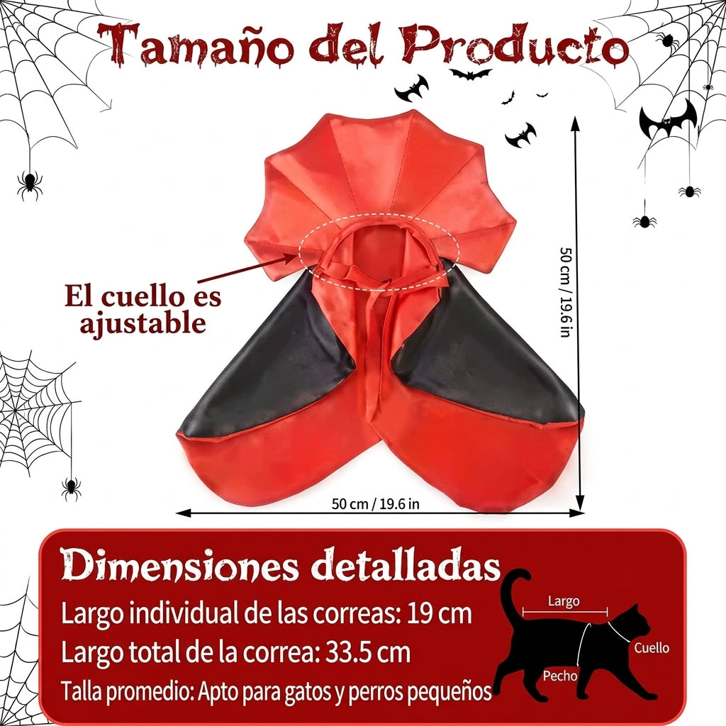 Capa de vampiro ajustable para perros y gatos